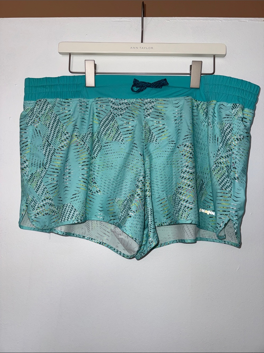 Patagonia Teal Patterned Athletic Shorts